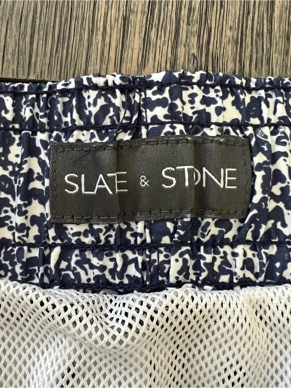 SLATE & STONE Men’s Blue Abstract Print Elastic Waist Swim Trunks Size L